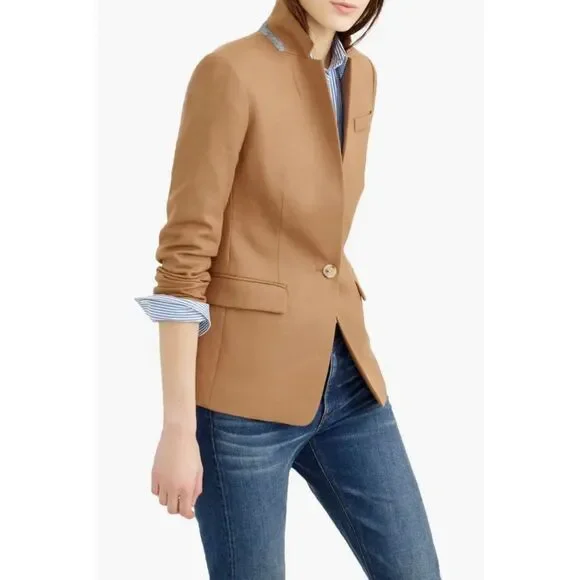 J.Crew Camel Wool Blend Notched One Button Blazer Jacket Size 12 NWT - Picture 9 of 9